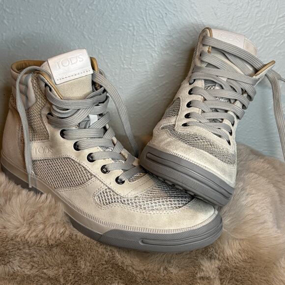 Tod’s high-top sneakers Creamy‎ White Suede Mesh Men’s 6.5 main image 16
